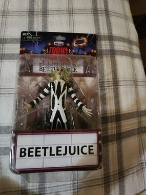 NECA Toony Terrors Beetlejuice Figure - Black & White Suit, Bright Green Hair